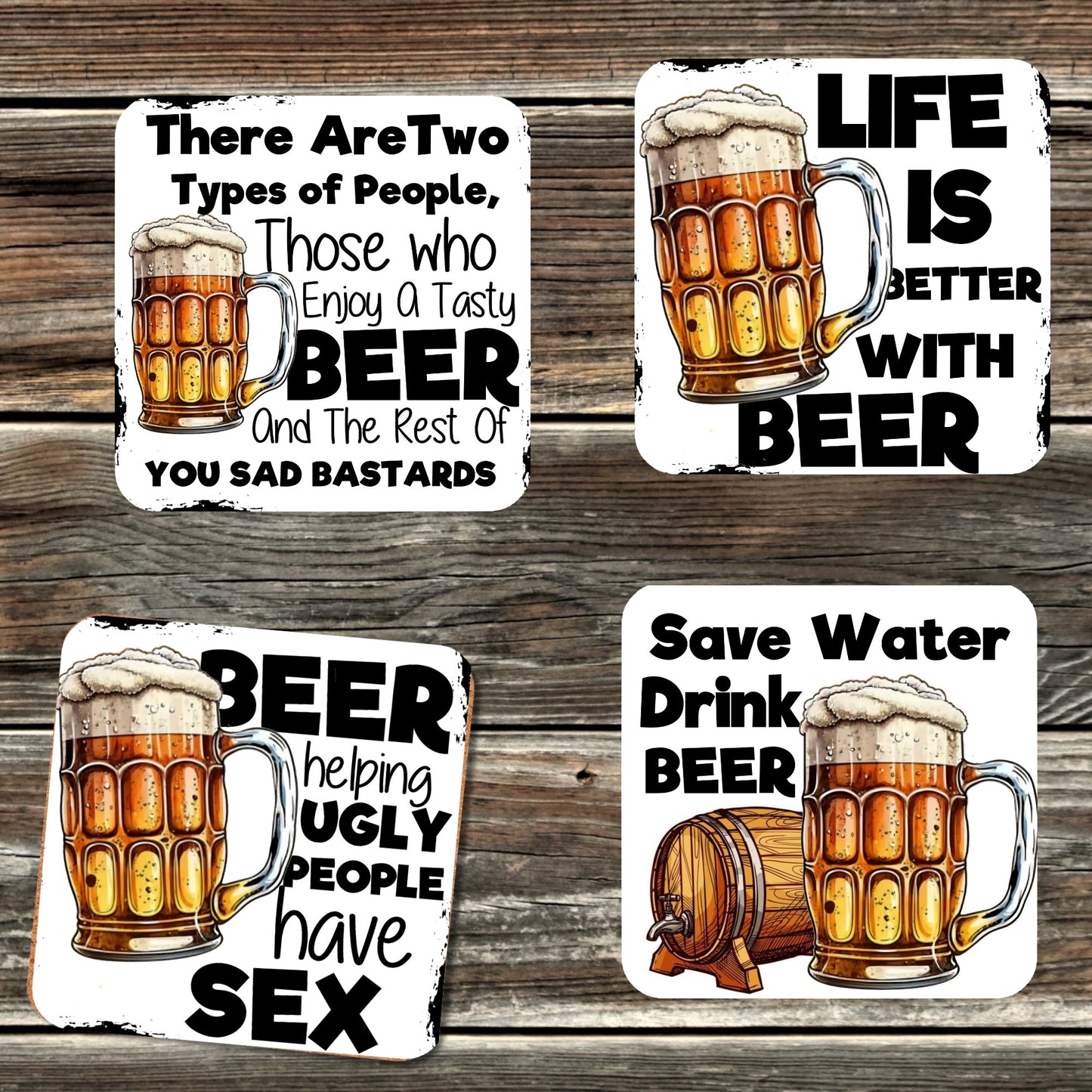 FUNNY BEER COASTER 4 PC SET