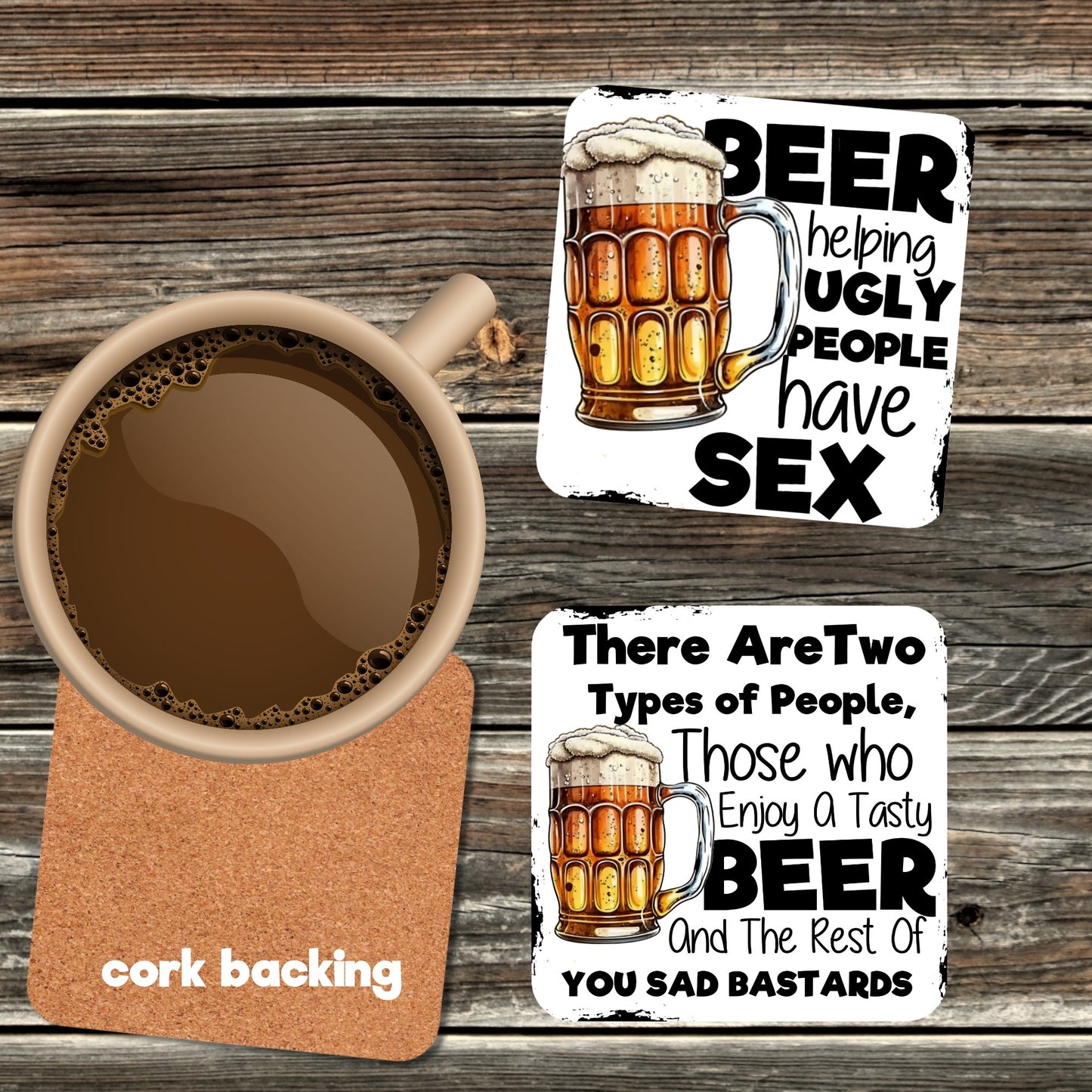 FUNNY BEER COASTER 4 PC SET