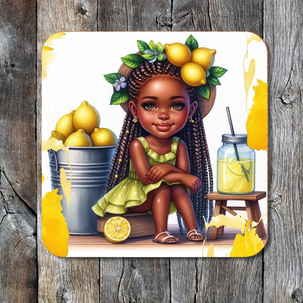 BLACK LEMON GIRL COASTERS