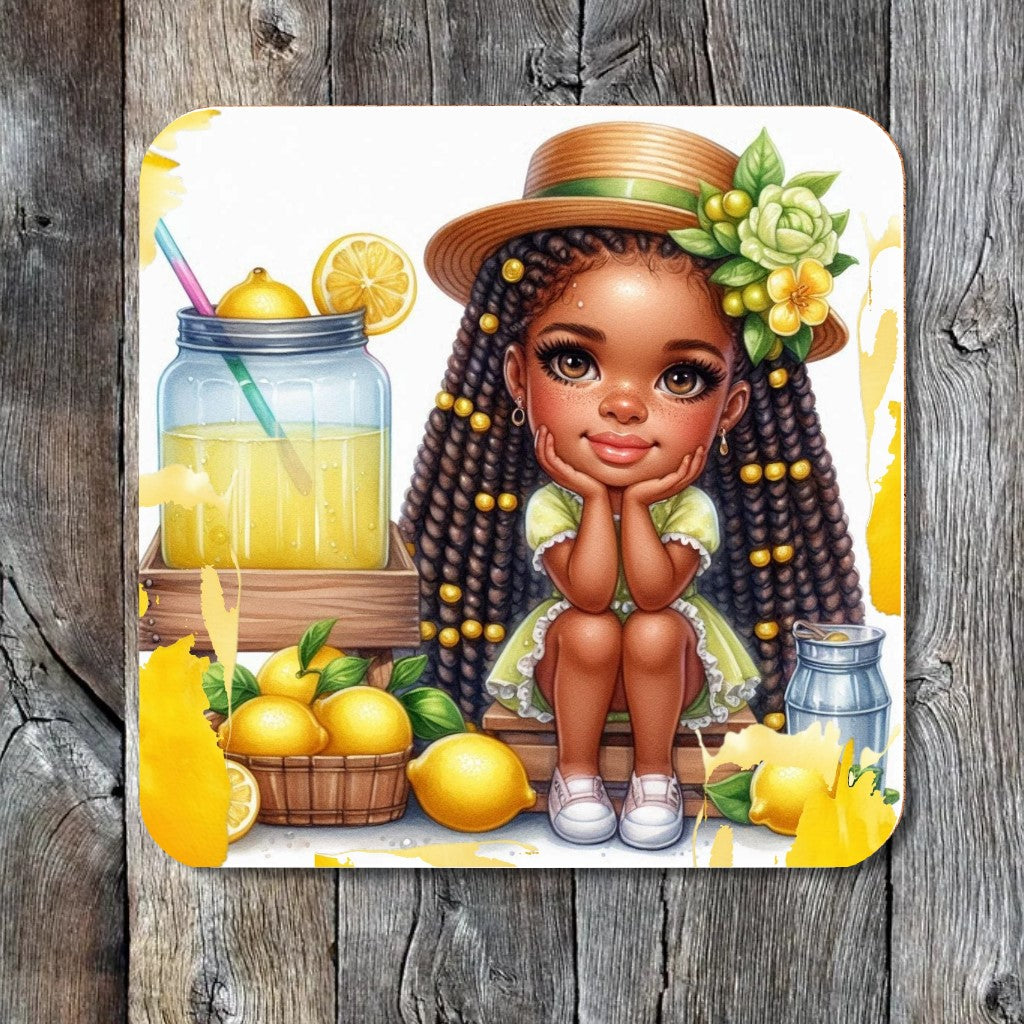 BLACK LEMON GIRL COASTERS