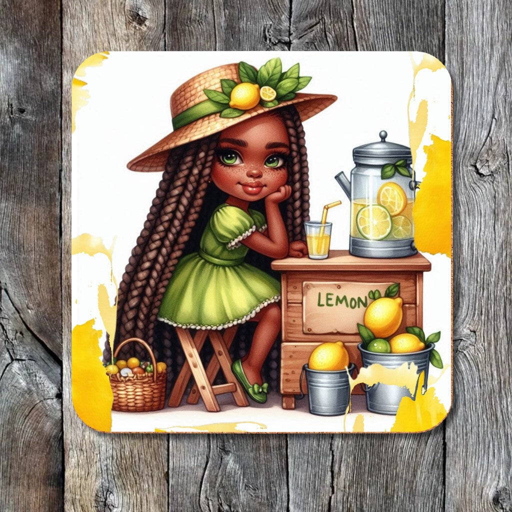 BLACK LEMON GIRL COASTERS